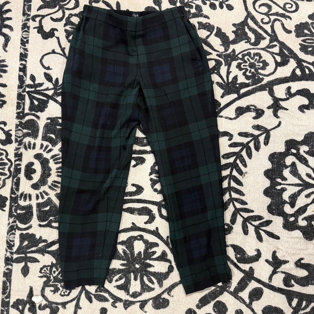 J. Crew Women's Green Plaid Ankle Pants